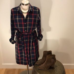 Tommy Hilfiger Navy Plaid Shirt Dress - Size L